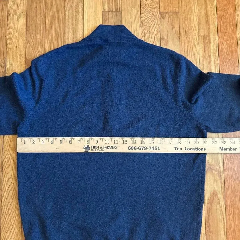 Faherty navy blue quarter 1/4 zip sweater pullover size medium
